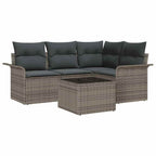 Gartensofa-set mit Kissen 5 pcs Grau Poly-Rattan
