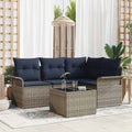 Gartensofa-set mit Kissen 5 pcs Grau Poly-Rattan