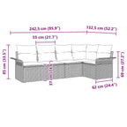 Gartensofa-set mit Kissen 5 pcs Beige Poly-Rattan