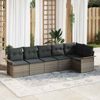 Gartensofa-set mit Kissen 6 pcs Grau Poly-Rattan