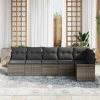 Gartensofa-set mit Kissen 6 pcs Grau Poly-Rattan