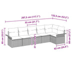 Gartensofa-set mit Kissen 6 pcs Grau Poly-Rattan