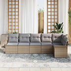 Gartensofa-set mit Kissen 6 pcs Beige Poly-Rattan