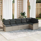 Gartensofa-set mit Kissen 6 pcs Hellgrau Poly-Rattan