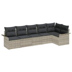 Gartensofa-set mit Kissen 6 pcs Hellgrau Poly-Rattan