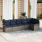 Gartensofa-set mit Kissen 6 pcs Grau Poly-Rattan