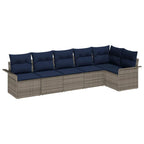 Gartensofa-set mit Kissen 6 pcs Grau Poly-Rattan