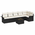 Gartensofa-set mit Kissen 7 pcs Schwarz Poly-Rattan