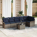 Gartensofa-set mit Kissen 7 pcs Grau Poly-Rattan