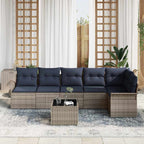 Gartensofa-set mit Kissen 7 pcs Grau Poly-Rattan