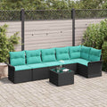 Gartensofa-set mit Kissen 7 pcs Schwarz Poly-Rattan