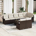 Gartensofa-set mit Kissen 9 pcs Braun Poly-Rattan