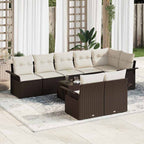 Gartensofa-set mit Kissen 9 pcs Braun Poly-Rattan
