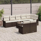 Gartensofa-set mit Kissen 9 pcs Braun Poly-Rattan
