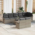 Gartensofa-set mit Kissen 9 pcs Hellgrau Poly-Rattan
