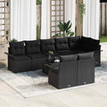 Gartensofa-set mit Kissen 9 pcs Schwarz Poly-Rattan