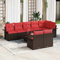 Gartensofa-set mit Kissen 9 pcs Braun Poly-Rattan