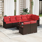 Gartensofa-set mit Kissen 9 pcs Braun Poly-Rattan