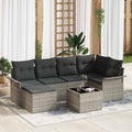 Gartensofa-set mit Kissen 7 pcs Hellgrau Poly-Rattan