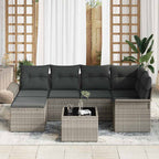 Gartensofa-set mit Kissen 7 pcs Hellgrau Poly-Rattan