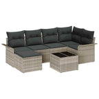 Gartensofa-set mit Kissen 7 pcs Hellgrau Poly-Rattan