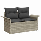 Gartensofa-set mit Kissen 7 pcs Hellgrau Poly-Rattan