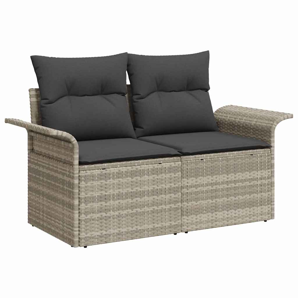 Gartensofa-set mit Kissen 7 pcs Hellgrau Poly-Rattan
