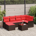 Gartensofa-set mit Kissen 7 pcs Braun Poly-Rattan
