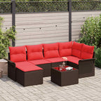 Gartensofa-set mit Kissen 7 pcs Braun Poly-Rattan