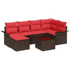 Gartensofa-set mit Kissen 7 pcs Braun Poly-Rattan