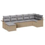Gartensofa-set mit Kissen 7 pcs Beige Poly-Rattan