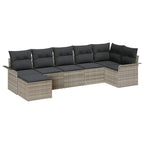 Gartensofa-set mit Kissen 7 pcs Hellgrau Poly-Rattan