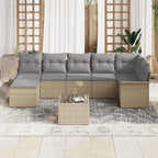 Gartensofa-set mit Kissen 8 pcs Beige Poly-Rattan