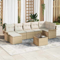 Gartensofa-set mit Kissen 8 pcs Beige Poly-Rattan