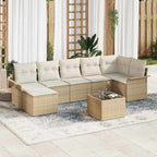 Gartensofa-set mit Kissen 8 pcs Beige Poly-Rattan