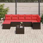 Gartensofa-set mit Kissen 8 pcs Braun Poly-Rattan