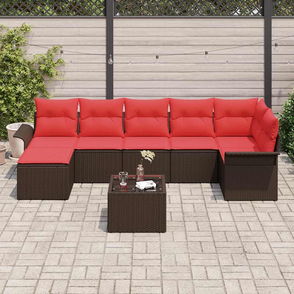 Gartensofa-set mit Kissen 8 pcs Braun Poly-Rattan