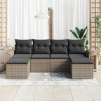 Gartensofa-set mit Kissen 6 pcs Grau Poly-Rattan