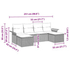 Gartensofa-set mit Kissen 6 pcs Grau Poly-Rattan