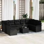 Gartensofa-set mit Kissen 10 pcs Schwarz Poly-Rattan