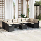 Gartensofa-set mit Kissen 11 pcs Schwarz Poly-Rattan