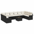 Gartensofa-set mit Kissen 11 pcs Schwarz Poly-Rattan