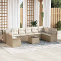 Gartensofa-set mit Kissen 11 pcs Beige Poly-Rattan