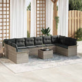 Gartensofa-set mit Kissen 11 pcs Hellgrau Poly-Rattan