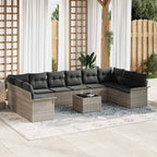 Gartensofa-set mit Kissen 11 pcs Hellgrau Poly-Rattan