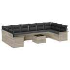 Gartensofa-set mit Kissen 11 pcs Hellgrau Poly-Rattan