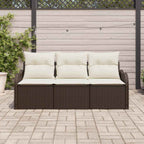 Gartensofa-set mit Kissen 3 pcs Braun Poly-Rattan