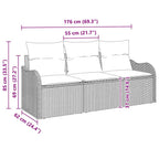 Gartensofa-set mit Kissen 3 pcs Braun Poly-Rattan
