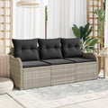Gartensofa-set mit Kissen 3 pcs Hellgrau Poly-Rattan