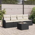 Gartensofa-set Schwarz Poly-Rattan